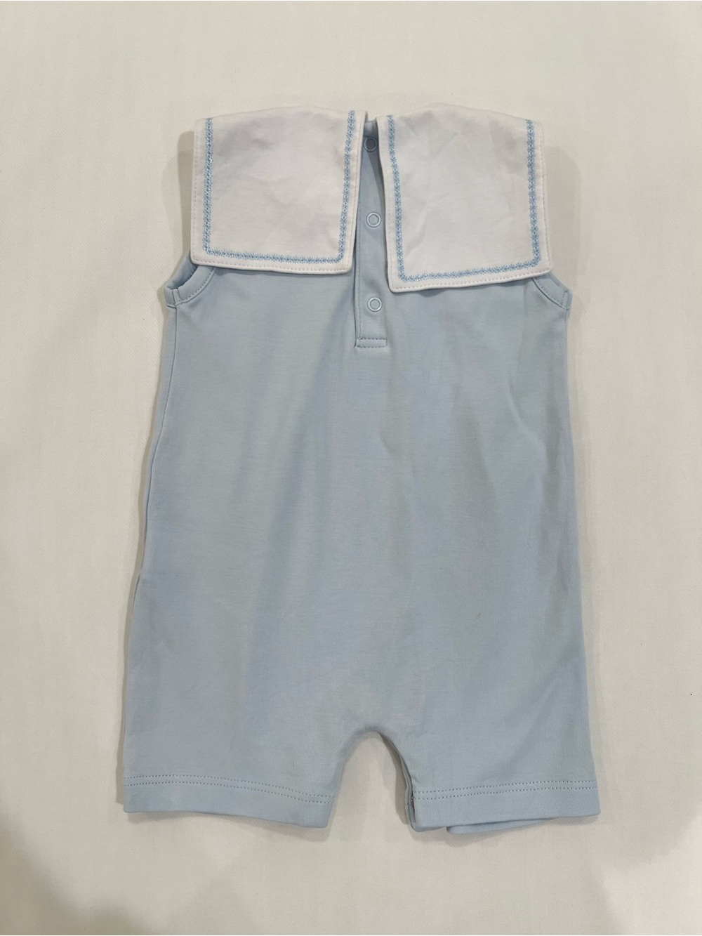 Kissy Kissy 100% Pima Cotton Pale Blue Baby Romper with Sailor Anchor Detail - Picture 4 of 4